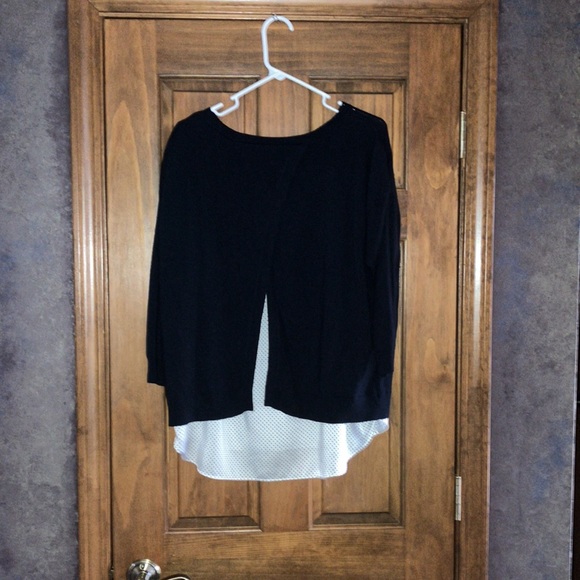 Ann Taylor XL sweater blouse dark navy - Picture 3 of 3